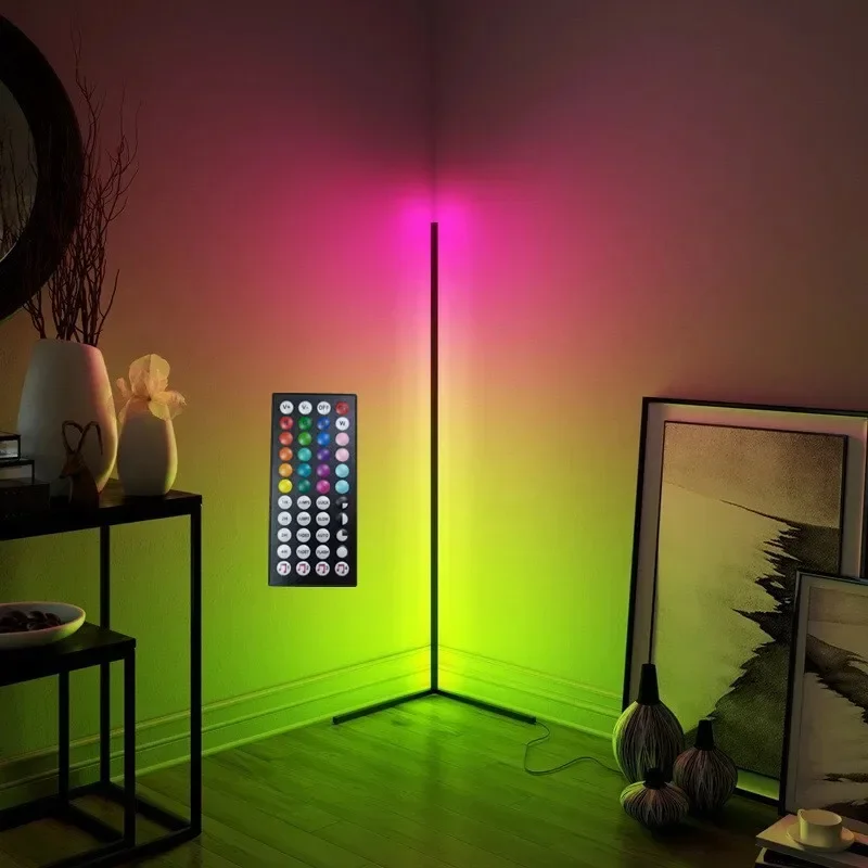 거실 RGB 코너 USB 플로어 램프 스탠딩 무드 라이트, 스마트 앱 LED 조명, 침실용, 북유럽 홈 장식, 인테리어 조명 