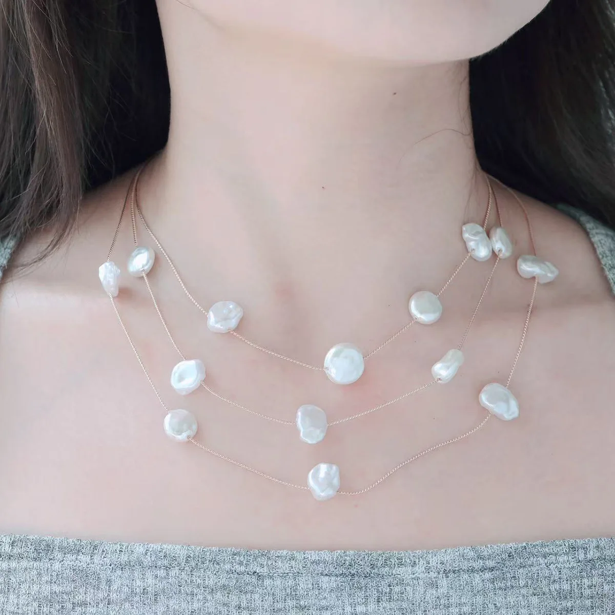 Pearl tassel long stacked necklace French light luxury dream Mori fashion super fairy beaded earrings party