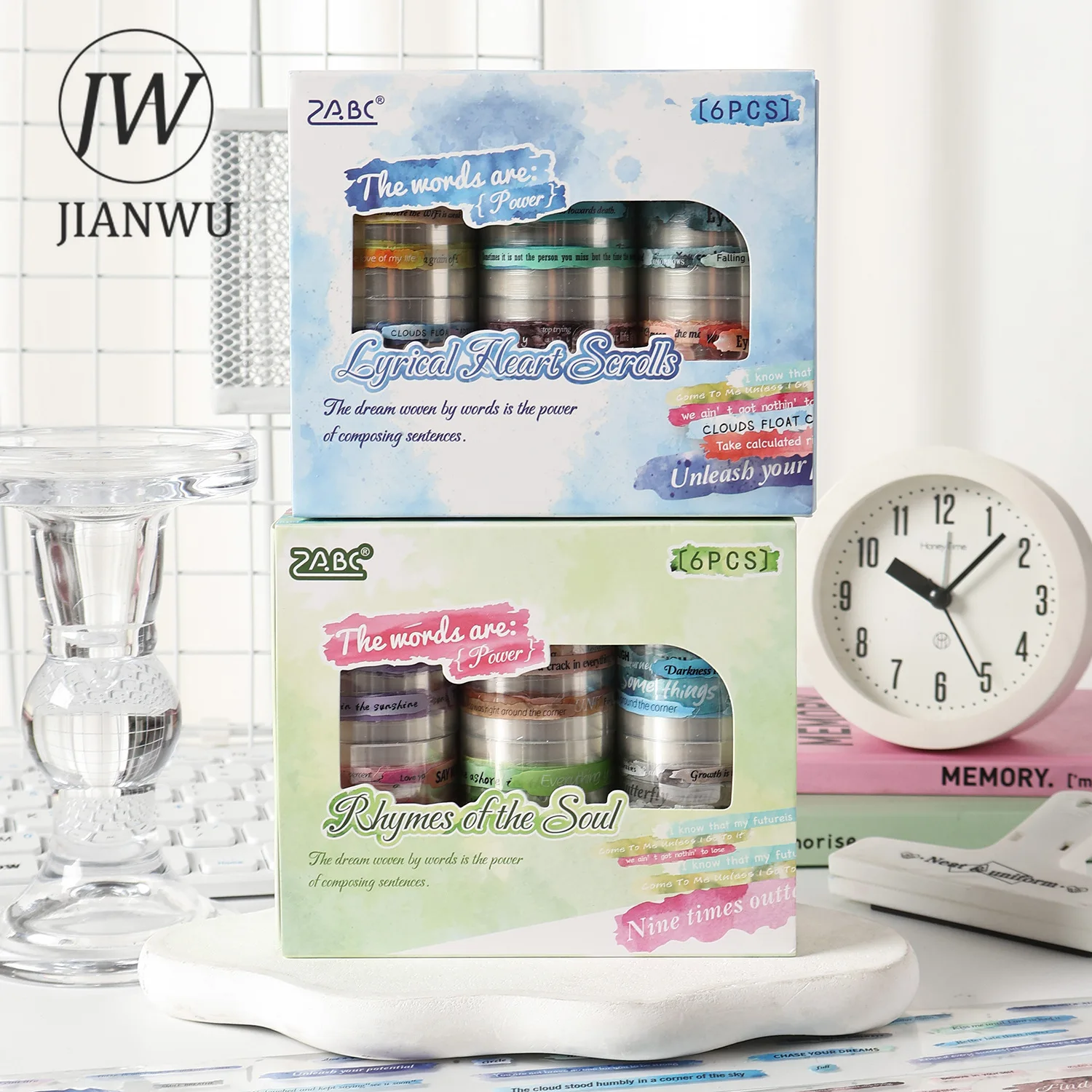 Jianwu arco-íris adesivo série divertida vintage inglês texto paisagem material colagem pet fita criativa diy diário papelaria