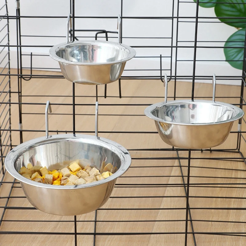 Stainless Steel Hanging Pet Bowl For Cage, Kennel Accessories, Spill-Proof Food And Water Container For Small Animals