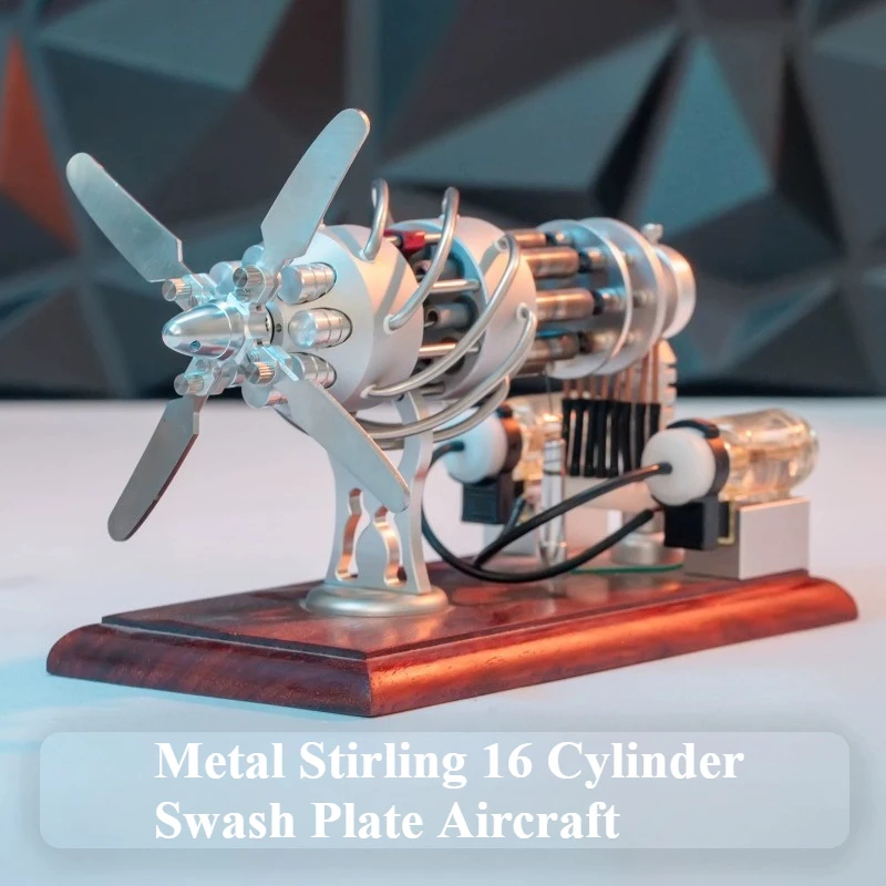

Precision 16 Cylinder Swash Plate External Combustion Engine Model CNC Metal Aircraft Propeller Engine Physical Toy