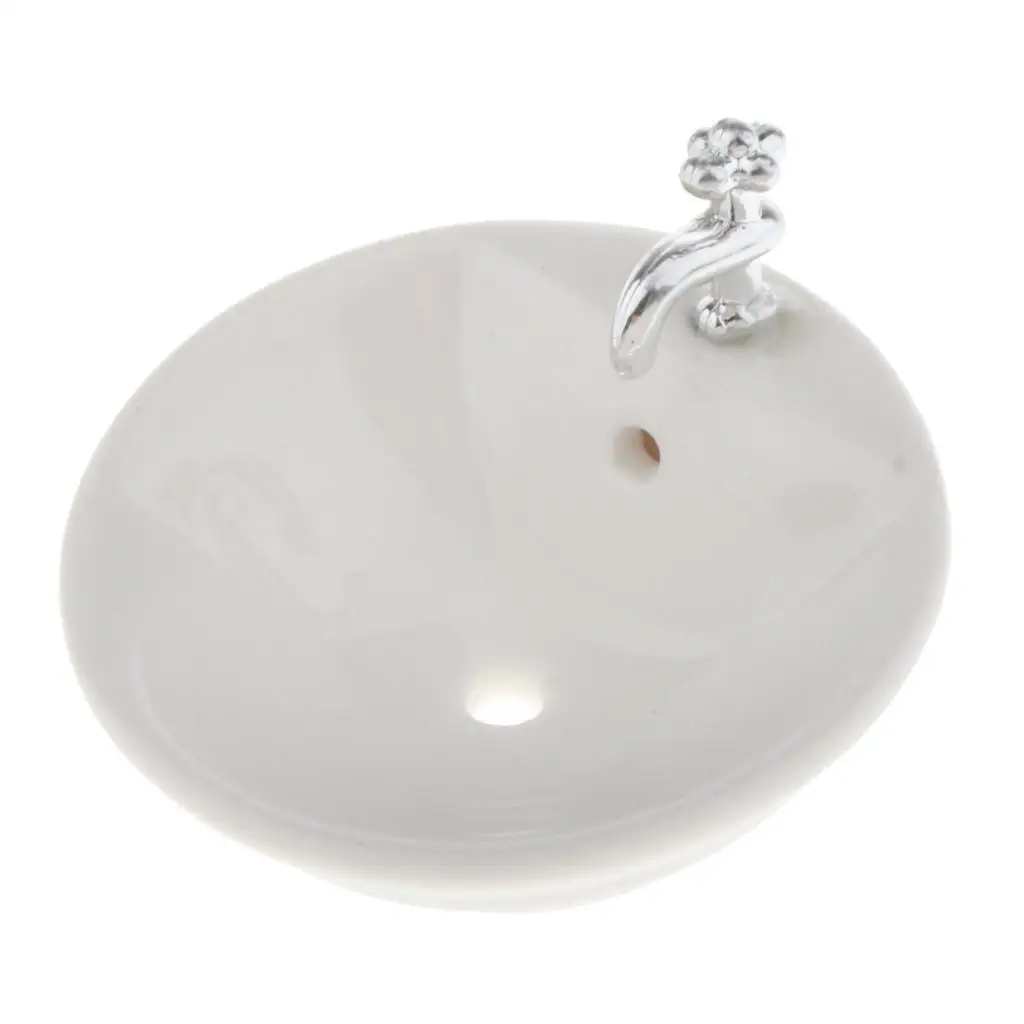 

1/12 Scale Ceramic Wash Basin Sink for Doll House Bathroom Furniture Model