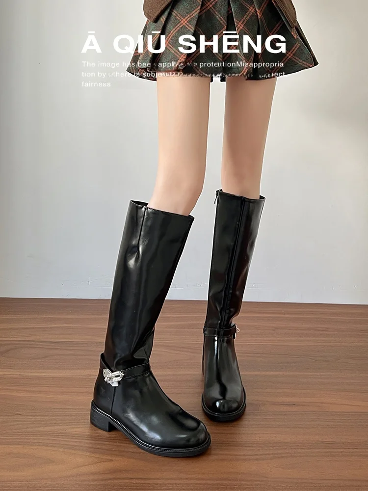 bottes-hautes-pour-femmes-cuissardes-en-cuir-talon-epais-tendance-metal-bleu-coupe-droite-bottes-longues-saison-d'hiver