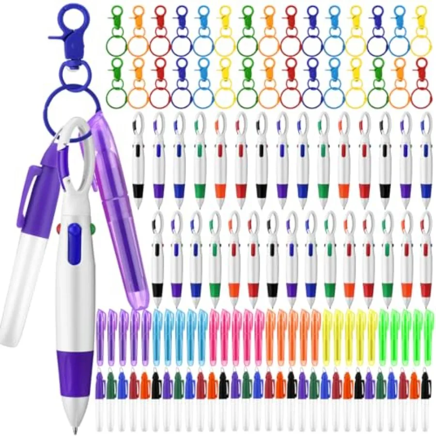 

120 Pcs Nurse Pen Set for Badge Accessories Retractable Ballpoint Pen Mini Highlighters Permanent Marker Nursing Keychain Clip