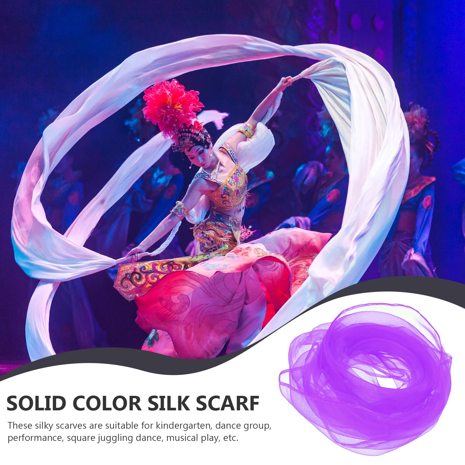 

10pcs Solid Color Square Scarf Lightweight Silky Scarves for Women Dance Performance Decoration Chiffon Satin Bulk