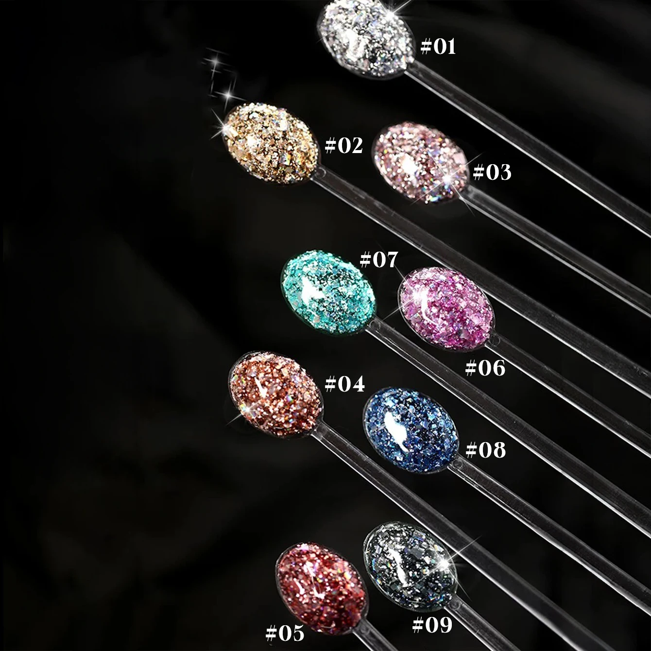 1～9個入り エクスプローシブキューブシリーズ ダイヤモンドジェルネイルポリッシュ 2025年秋冬トレンド クールで輝くグリッタースパンコール ダイヤモンドネイルアート用品