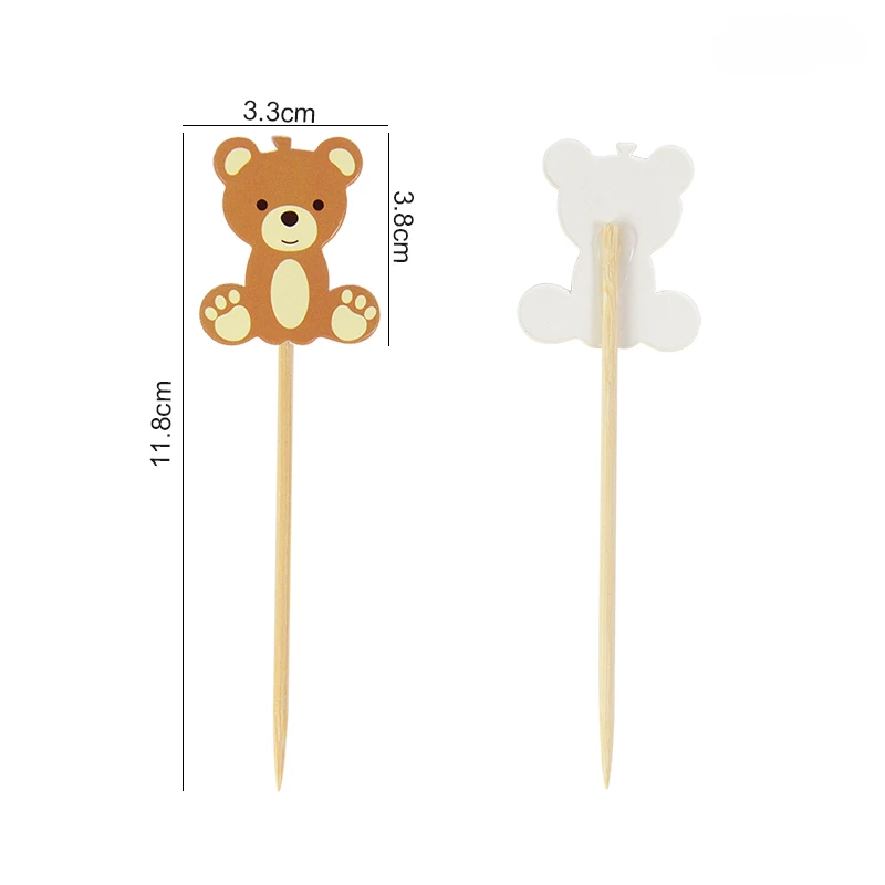 10pcs Cute Bear Food Picks Cake disposable Desserts Toothpicks Fruits Forks Creative Wedding Birthday Party Decoration Supplies