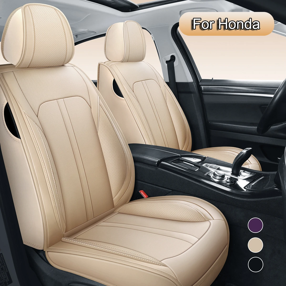 مجموعة أغطية مقاعد السيارة المصنوعة من جلد البولي يوريثان، مناسبة لسيارة Honda CR-V، Civic، Accord، HR-V، جواز السفر، Fit