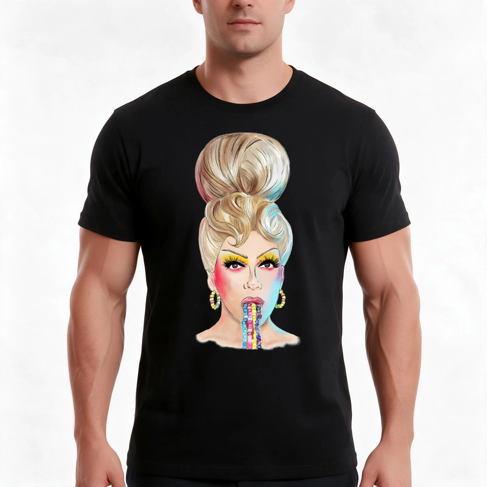 Rosé - Beads Look - Drag Race T-Shirt, Summer Casual Cotton Tee, Oversized Streetwear Tops, Vintage Graphic Print, 100% Cotton