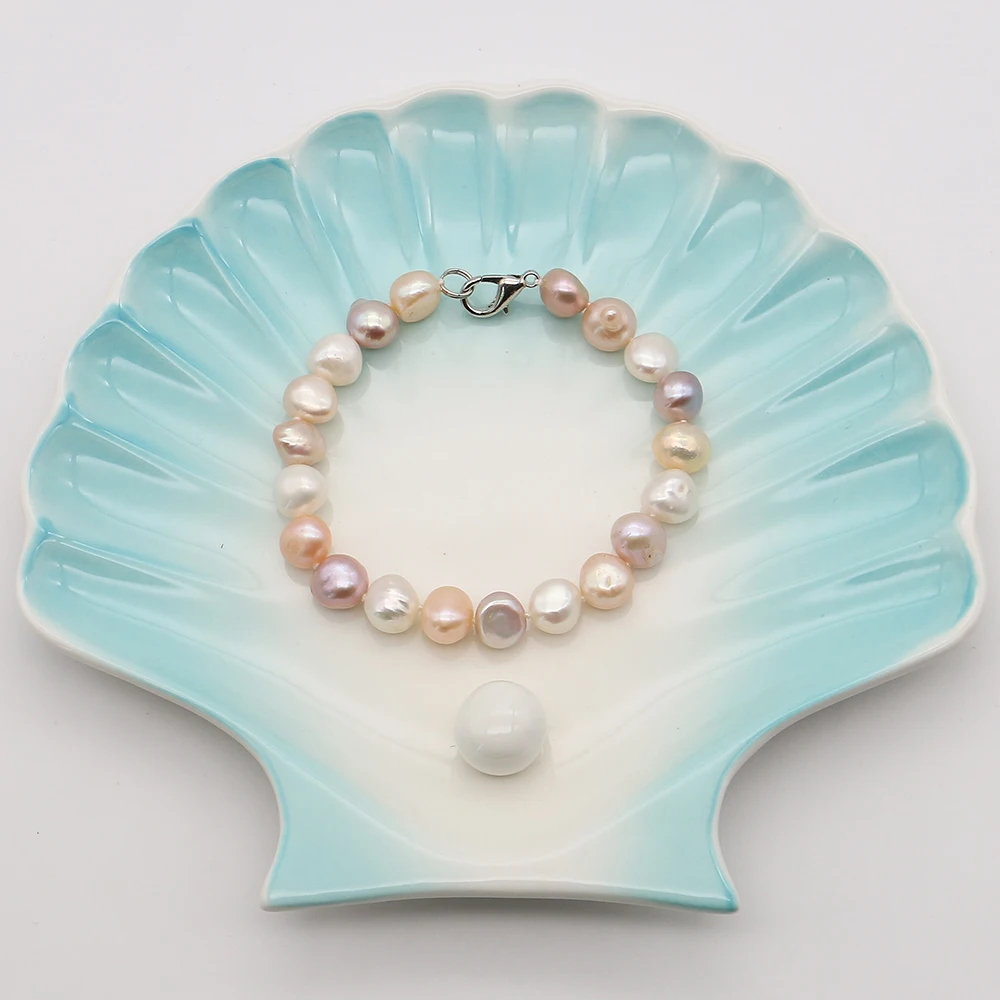 

Vintage Classic Natural Freshwater Irregular Pearls with Mixed Colors 18cm Women's Bracelet Jewelry with Lobster Clasp 1strand