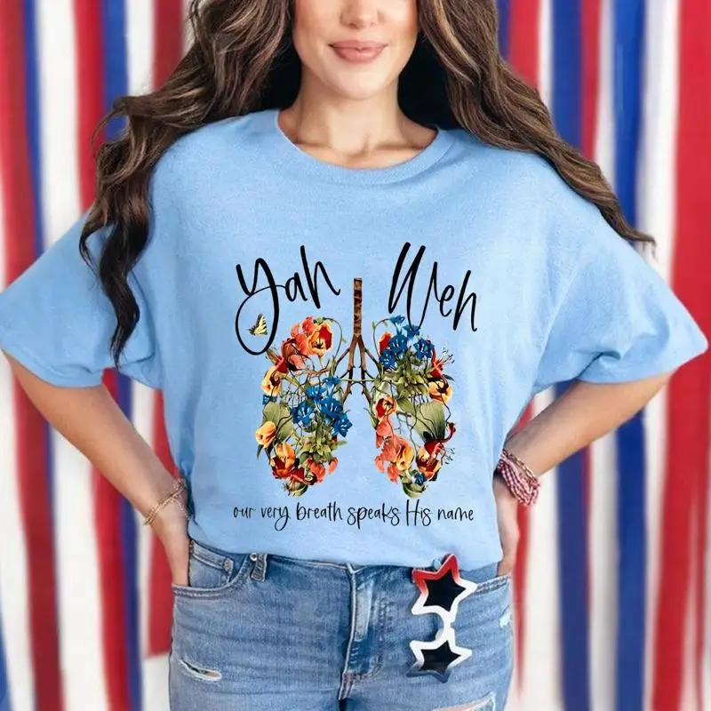 Yahweh Our Very Breath Speaks His Name Floral Lung Flowers  T shirt