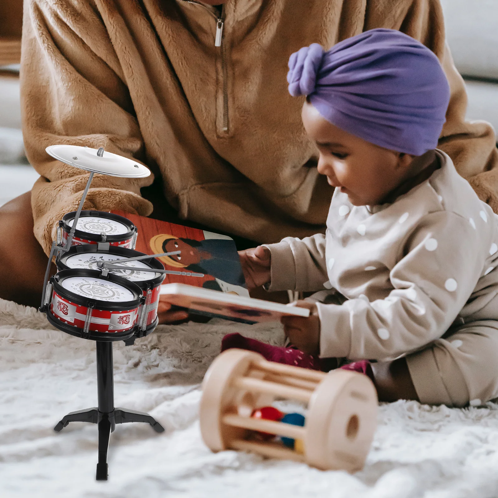 

1Set Kids Jazz Drum Educational Set Assorted Color Safe Durable Improve Brain Development Perfect Size Design Easy Assemble