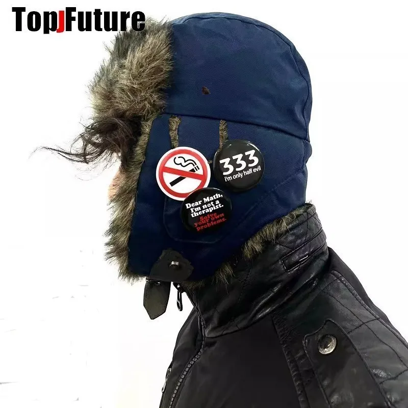 Women Harajuku Wholesale Hand Make Personality Customized Gothic Badge Pilot Hat Cap Y2K Girl Steampunk Punk Lei Feng Hat