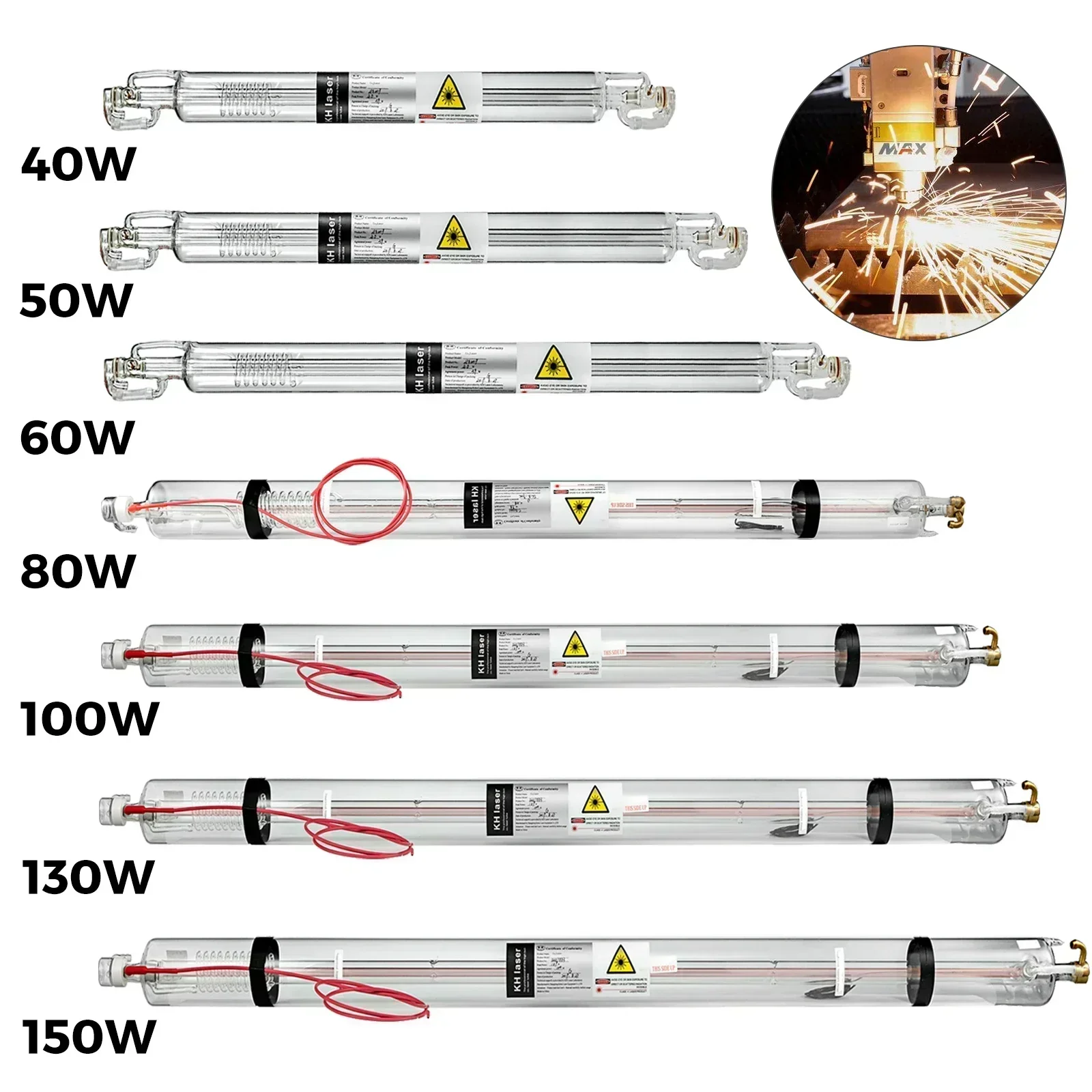 SIHAO Glass Laser Lamp 40W 50W 60W 80W 100W 130W 150W CO2 Laser Tube for Engraving Cutting Machine K40 DIY Woodworking