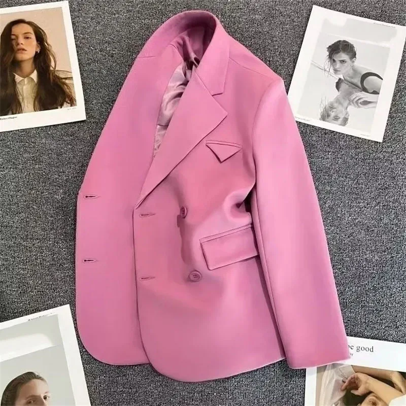 

2025 Female Solid Color Blazer Jacket Autumn Women Fashion Leisure Tops Coat Korean High-end Ladies Long Sleeves Suit Outwear
