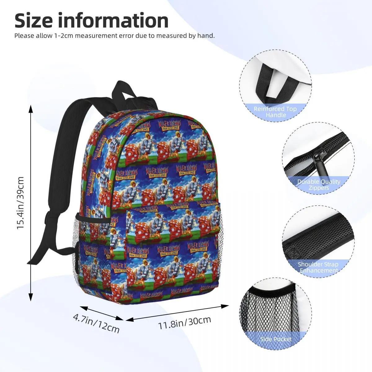 Killer Klowns From Outer Space Backpack Student BookBag Children School Bag Laptop Shoulder Bags for Boys Girls