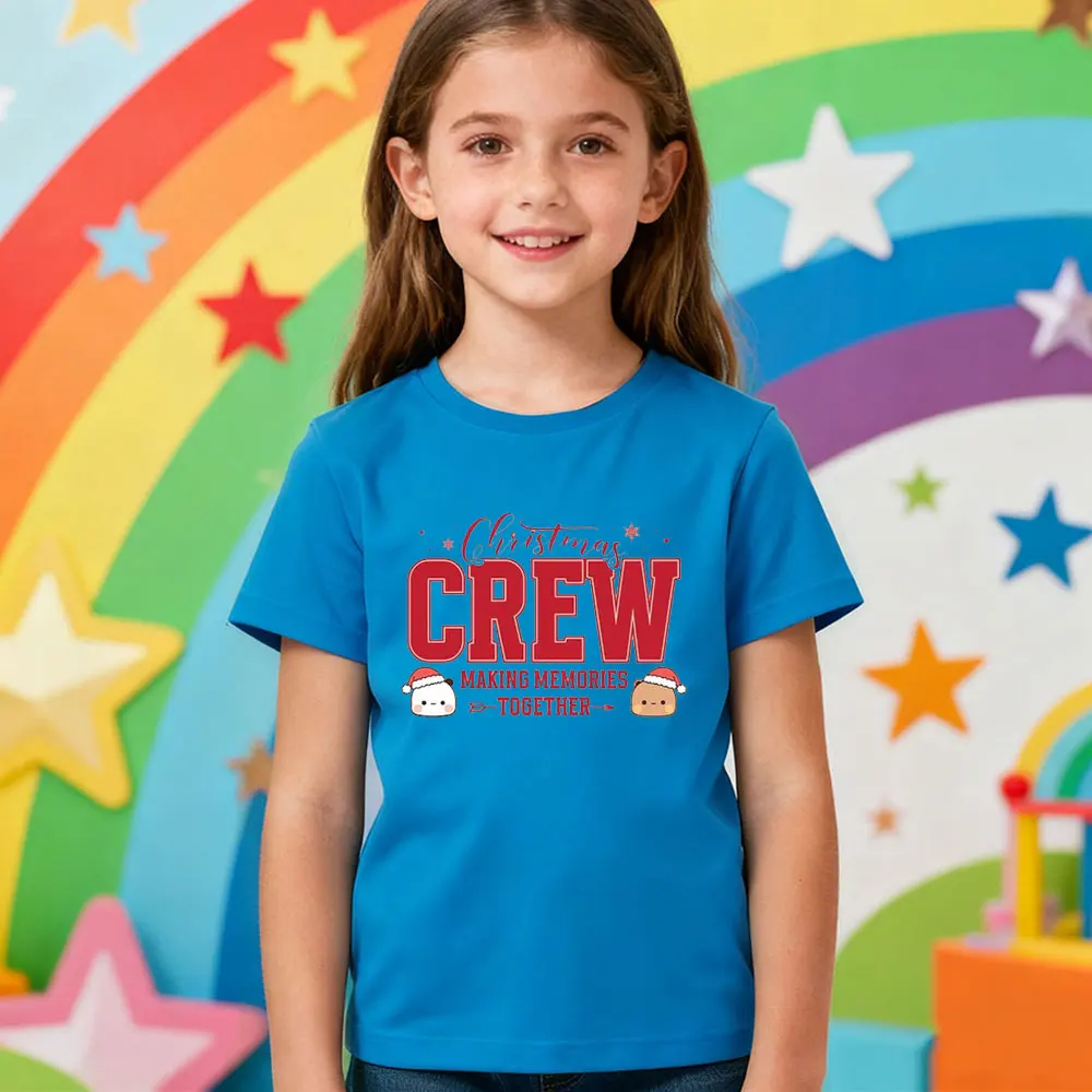 Cute Bubu Bear Christmas Crew Kids Sweatshirt Matching Family Holiday Outfit Boys and Girls Xmas Casual Tshirt Child Cotton Tops