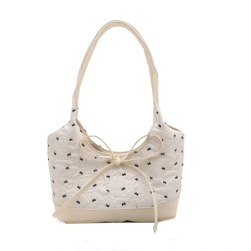 

Fashion French Bow Ribbon Shoulder Bag Sweet Versatile Underarm Bag Y2K Leisure Armpit Bag Female