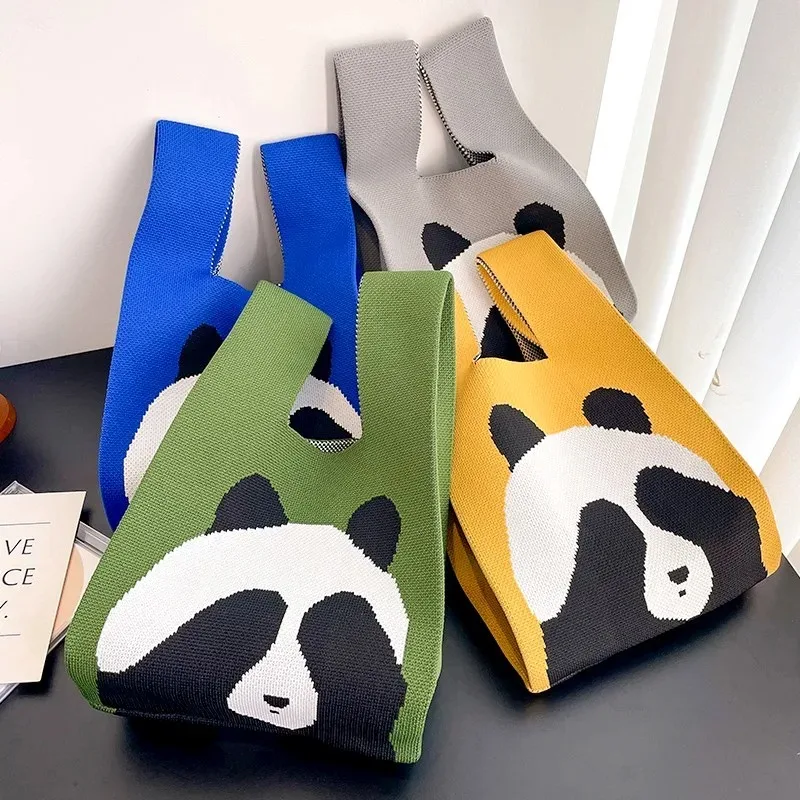 Bolso de chaleco ponderado grueso estilo Panda chino, bolso tejido, bolso de mano para regalo de boda y luna llena, bolso de mano