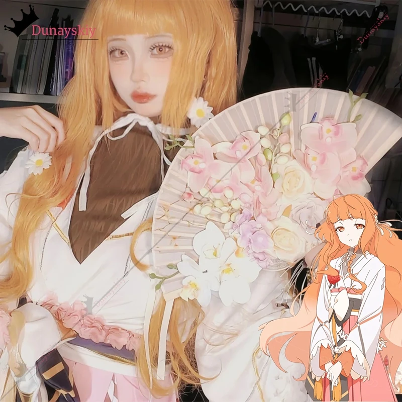 Costume de cosplay Agent des Quatre Saisons Hinagiku Kayou, thème Fleur de Printemps et Robe Améliorée par le Vent, déguisement d'Halloween