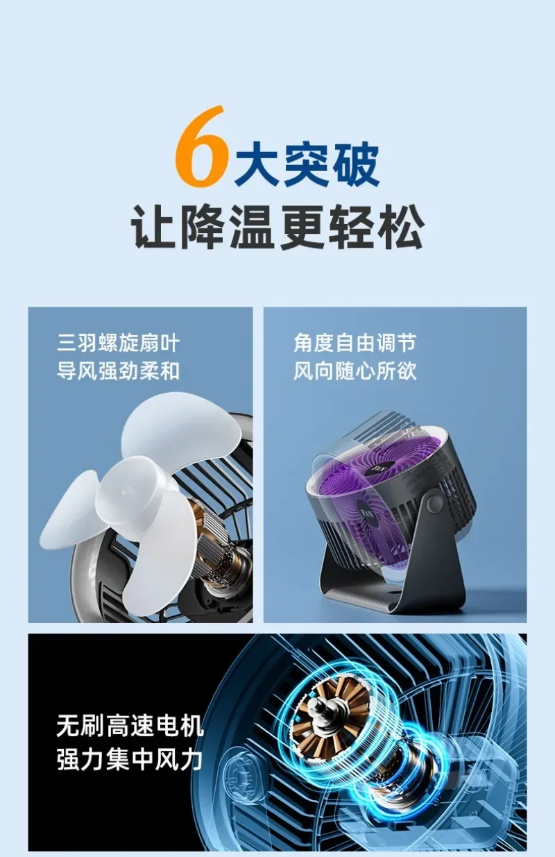 Superior 1000mAh-1200mAh Atmosphere Lantern Small Fan Office Desktop Circulating Fan Student Dormitory Usb High Wind Radio Fan