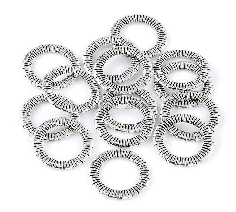 300Pcs Antique Silver Tone Circle Hoops Rings Connectors Round Pendants Charm Jewelry Findings 24mm Dia.(1