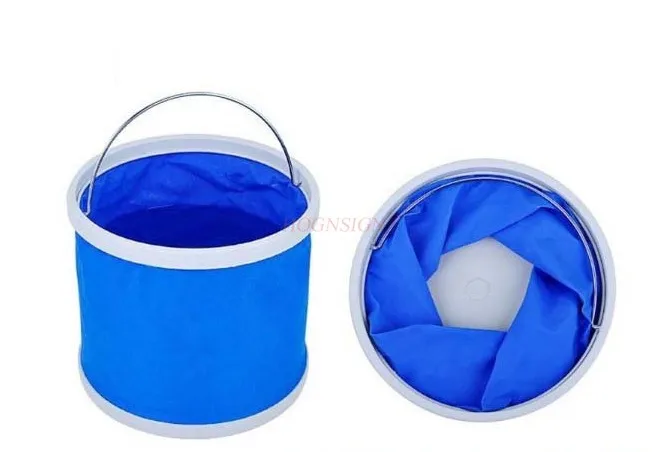 Cubo de agua plegable portátil para niños, cubo circular de lona para lavar el coche, Cubo de pesca para peces vivos