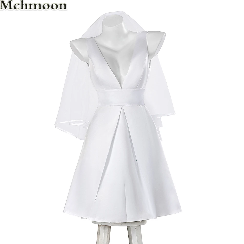 

Joker: Folie à Deux Harry Quinn Cosplay Costume Wedding White Dress Halloween Faux Satin Skirt