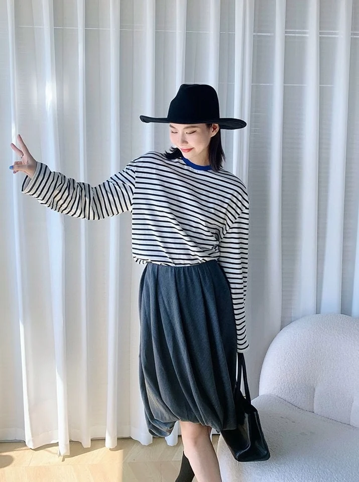 

Early Autumn New Women's 2023 Clothes Striped Top 0826