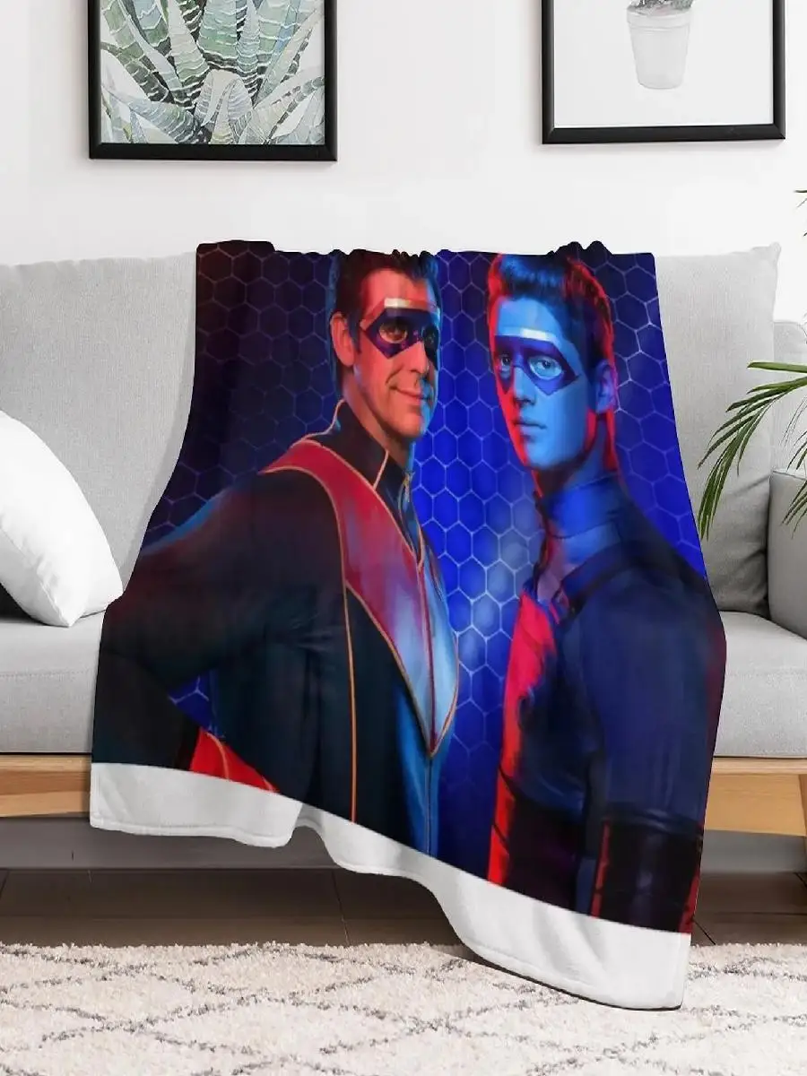 Captain Man and Kid Danger Throw Blanket Plaid Flannel Fabric for Bed or Sofa  Home Decor