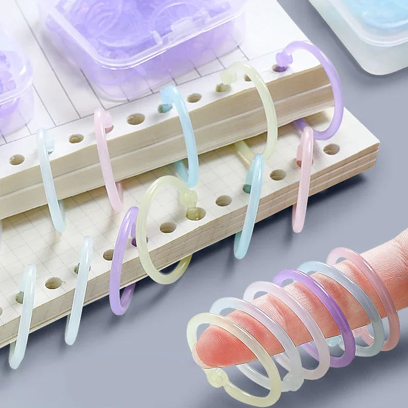 32pcs/box Colorful Loose Leaf Rings Kawaii Coil Notebook Binder Hoops DIY Album Card Making Circle Rings Office Binding Supplies