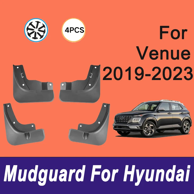

For Hyundai Venue 2019-2023 Automotive Tire Mudguard Waterproof Prevent Mud Splashing Car Mud Flaps Fender Trim 4pcs Accessories