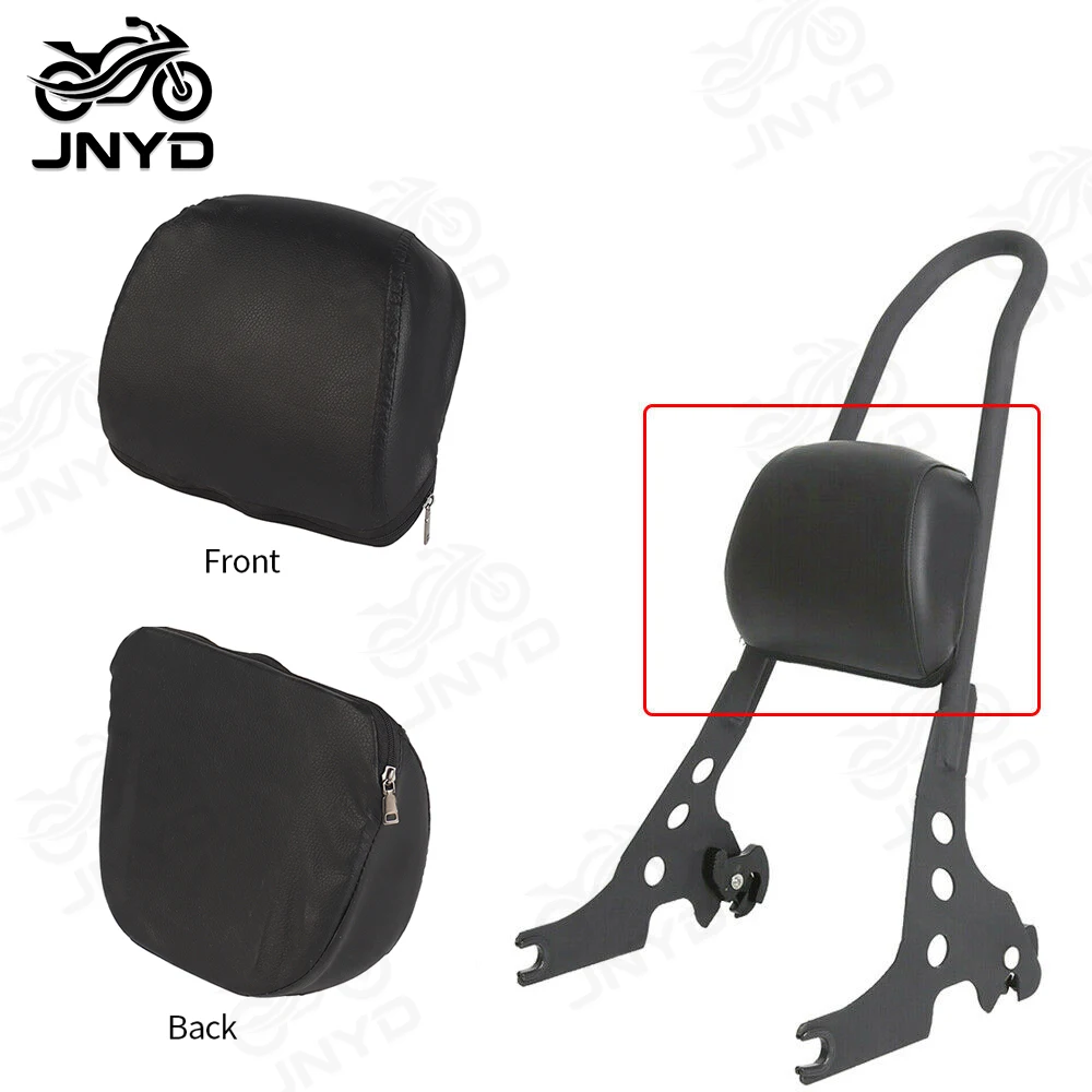 JNYD Motorcycle Black PU Leather Sissy Bar Backrest Cushion Back Pad For Harley Sportsters XL883 XL1200 883 1200 48 2004-UP