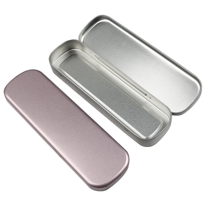 Metal Pencil Box Tin Pencil Box School Supplies Pen Holder Empty Hinged Stainless Steel Box Rectangular for Pen Pencil Makeup