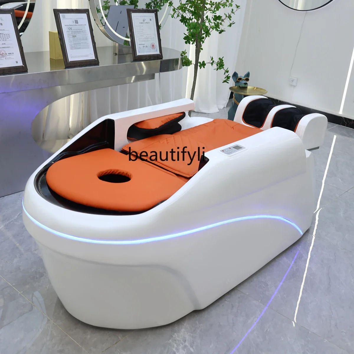 

Automatic intelligent electric massage shampoo bed Ceramic basin shampoo bed massage integrated9344
