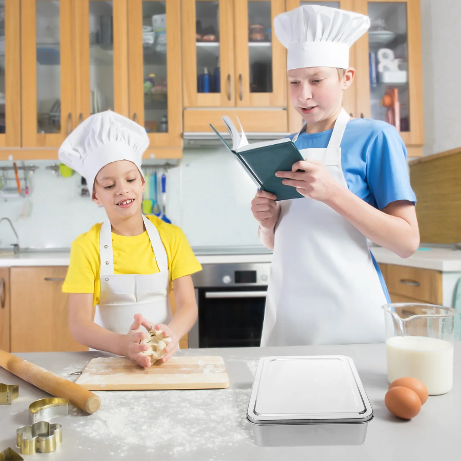 

1 Set Of Stainless Steel Food Plate Ice Jelly Tray For Kitchen Serving Baking Salad Fruit Container Party Camping Picnic Banquet