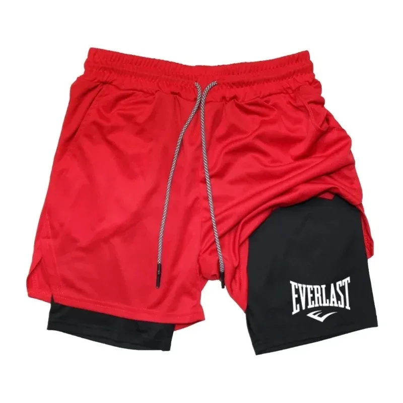 Men Compression Gym Shorts Everlast Printed Sports Pants Double Layered Quick Drying Basketball Beach Muscle Fitness PocketTowel image 6