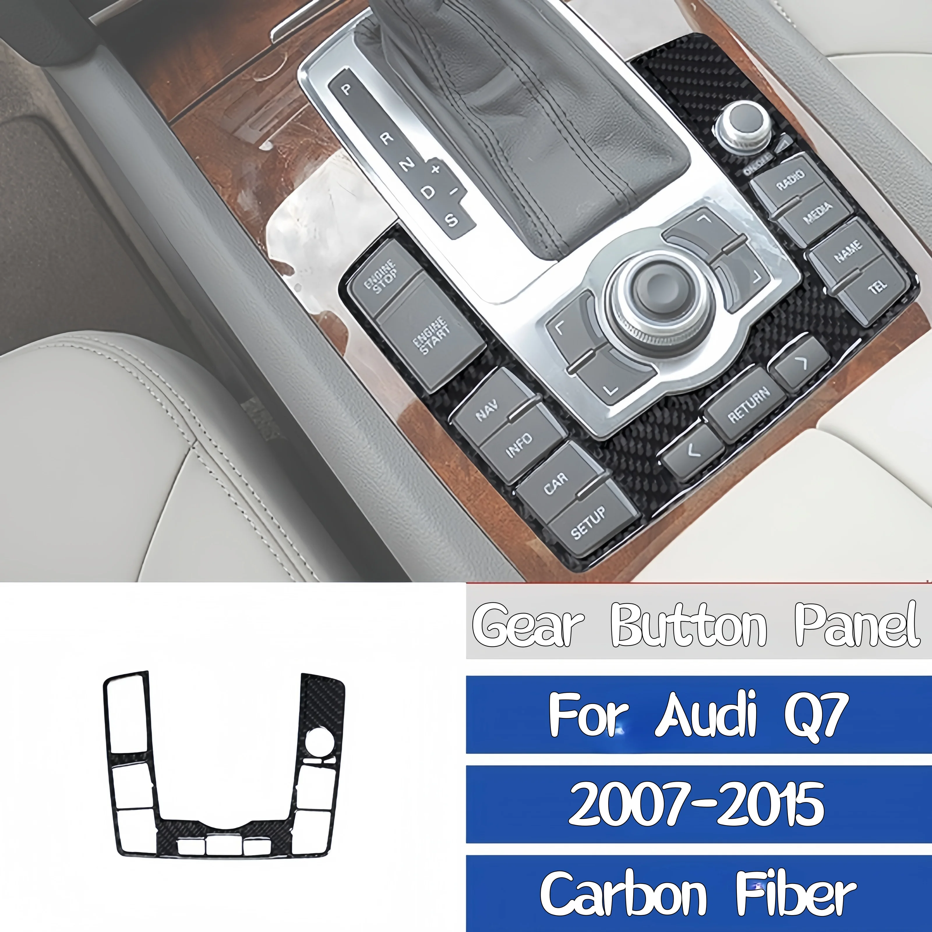 

For Audi Q7 2007-2015 Carbon Fiber Interior Car Center Console Gear Button Panel Trim Cover Decoration Sticker Auto Zubehör