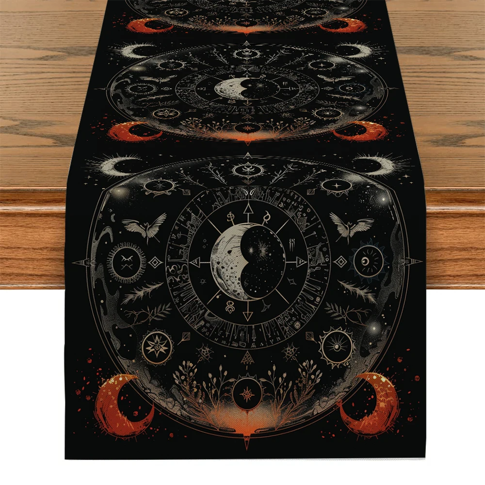 Astrology Plants Sun and Moon Table Runner Home Wedding Centerpieces Decoration Party Table Runners Dining Long Cloth