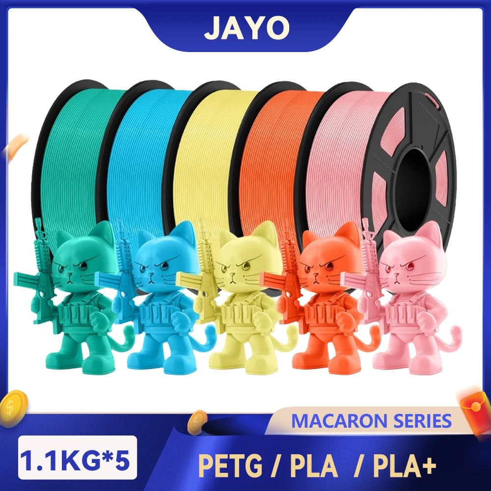 JAYO 3D PETG/PLA/PLA PLUS Printer Filament Macaron Series & No Bubbles Non-Toxic 3D Printing Materials for 3D Printer & 3D Pen