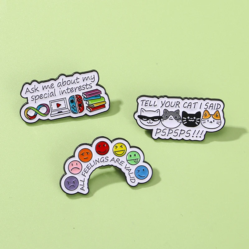 Creative Rainbow Brooch Special Interest Book Game Computer Feel Glasses Cat Animal Badge Punk lapel Pin Jewelry Accessory Gift