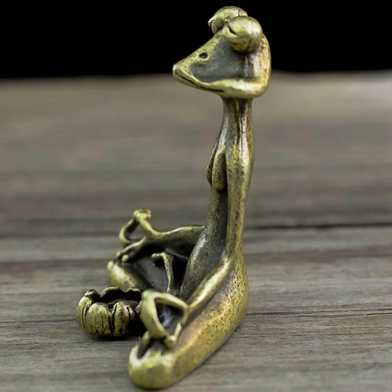 NEW 1PC Retro Copperware Incense Socket Zen Frog Ornaments Solid Pure Copper Frog Tea Pet Incense Holder Ornaments