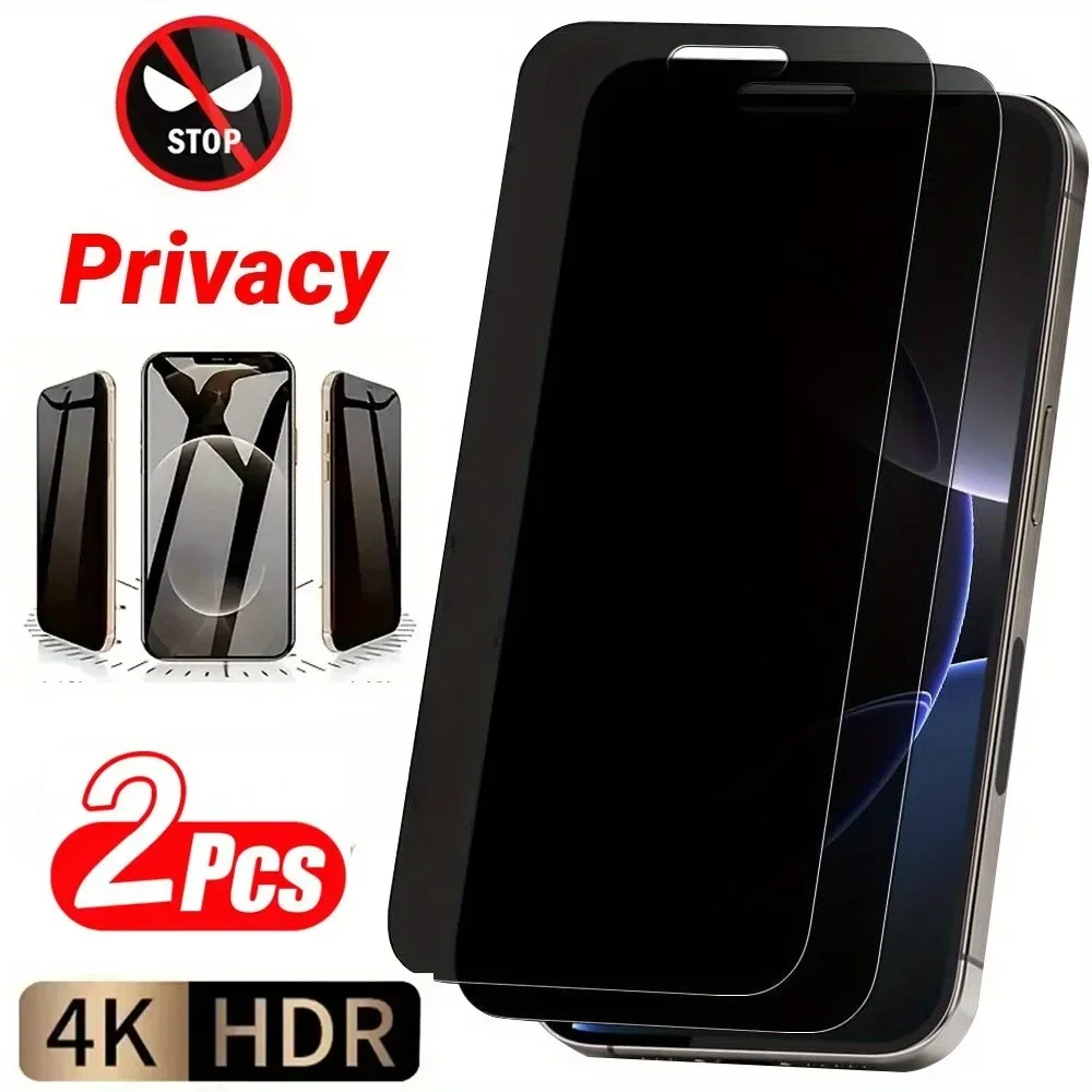 2 Stück Sichtschutzfolie für iPhone 16 13 15 14 Pro Max 16E 15 Plus gehärtete Glasfolie für iPhone 13 12 11 Pro X XR XS Max