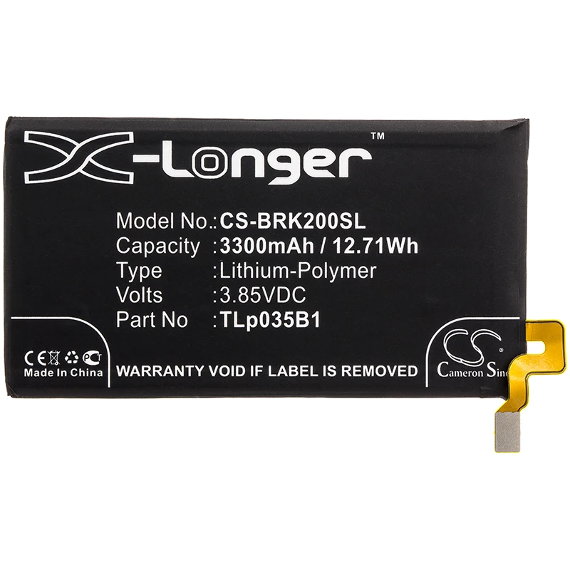 

Li-Polymer Mobile, SmartPhone Battery for BlackBerry,3.85v,3300mAh,KEY2 BBF100-6 BBF100-9,TLp035B1