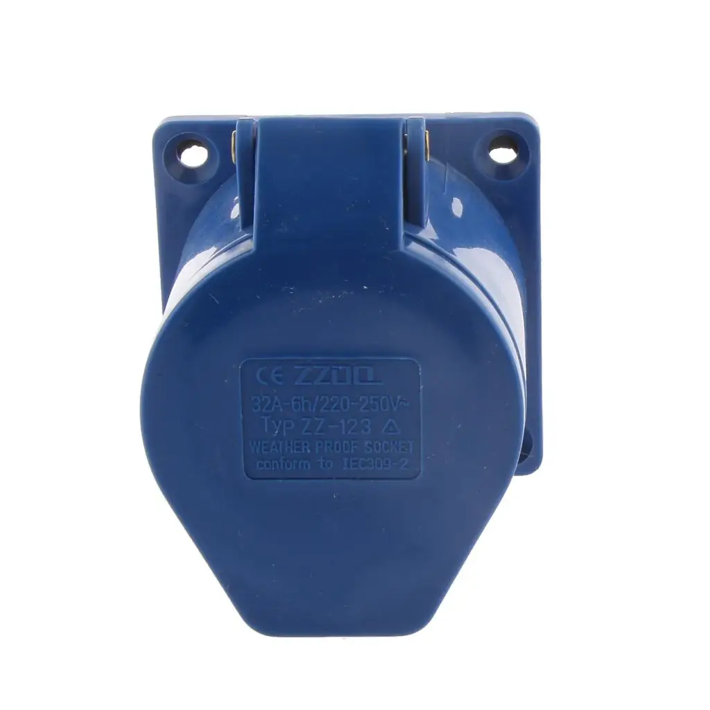 Heavy Duty 3 Pin Wall Plug Blue Surface Mount Socket 220V Plastic Male Connector for Refrigerated Van Power Tool