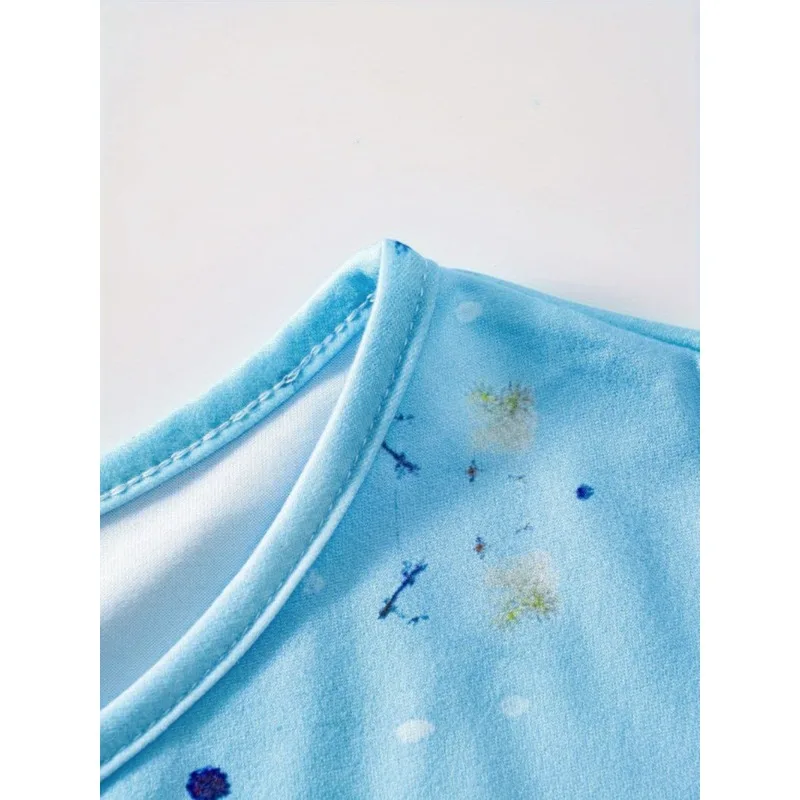 Spring and summer new elegant casual floral print temperament long-sleeved dress fashionable loose ankle round neck dress