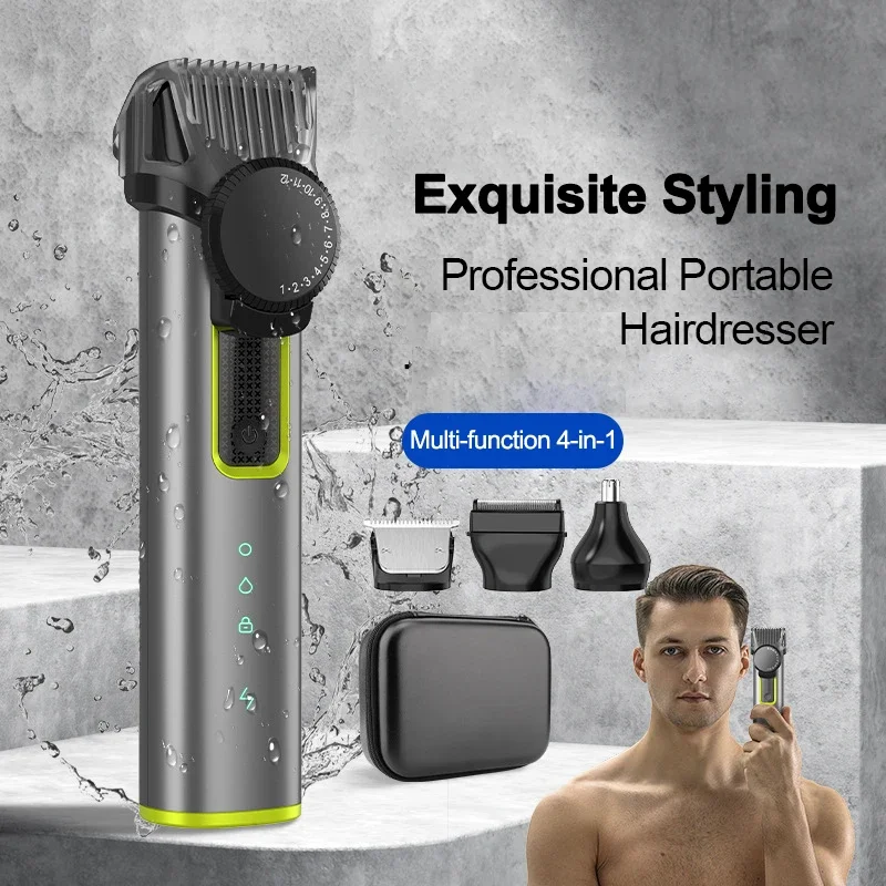 

Multifunctional Hair Clipper USB Charging IPX5 Waterproof Professional Electric Hair Clipper 4-in-1 Razor Nose Hair Trimmer Set