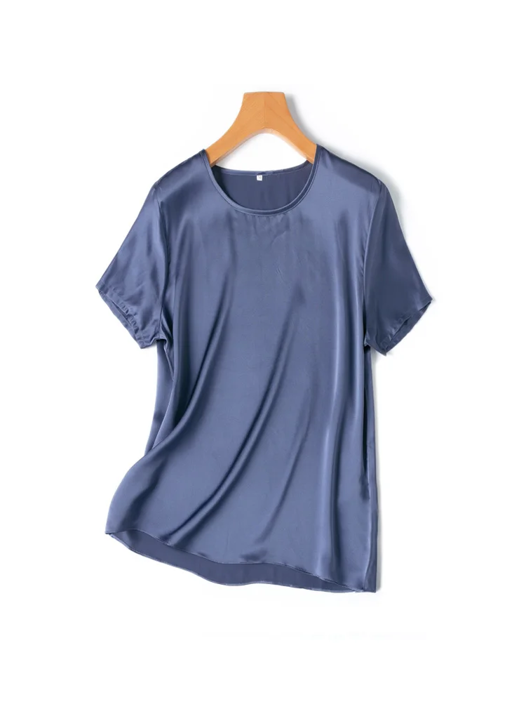 SuyaDream, vrouw zijden T-shirt, 100% echte zijde korte mouwen effen O-hals T-shirt, 2025 nieuwe zomertop