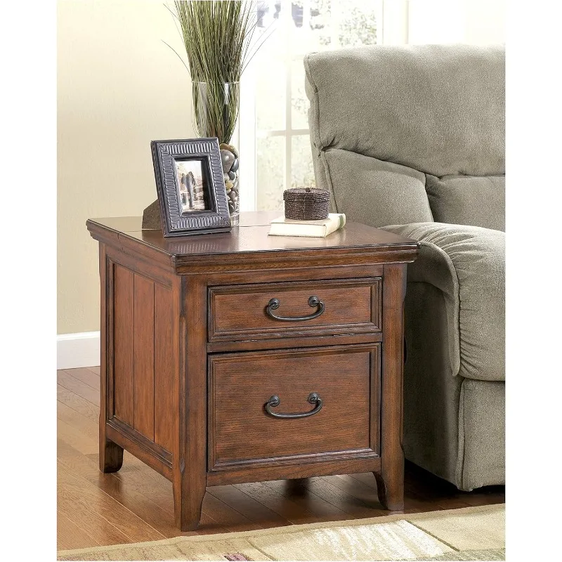 

Traditional side table with file drawer, power socket and USB port furniture living room coffee table for living room