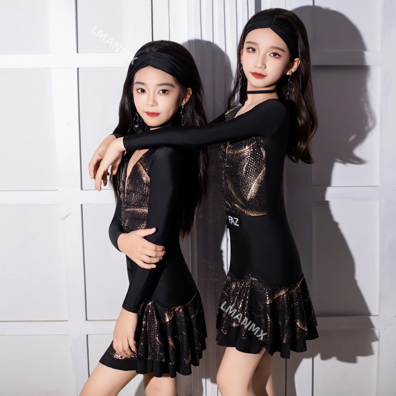 Hoogwaardige Latin-oefenkleding voor kinderen, prestatiekleding voor meisjes, danskleding